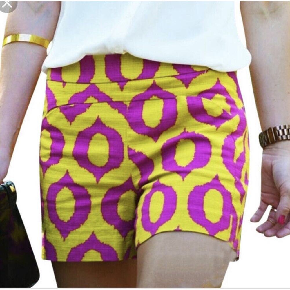 Anthropologie Cartonnier Preppy Larimar Ikat Shorts Motif In Mustard And Purple